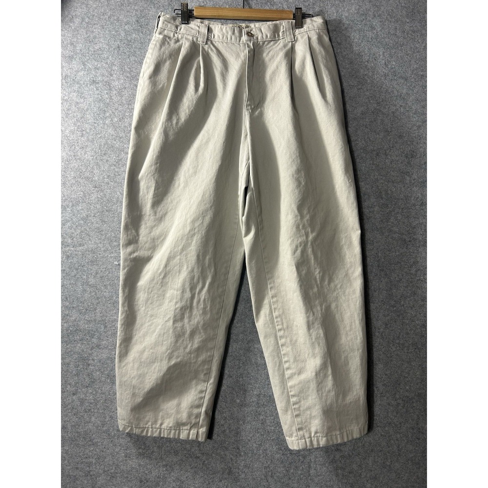 Vintage Savane Pleated Chino Pants Beige Preppy 90s Y2K Men's 33x30 Canada Made
